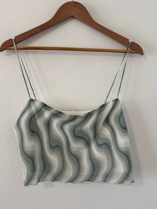 Reformation Tops - Reformation Mesh Green Swirl Crop Top Festival Concert Psychedelic Size Medium